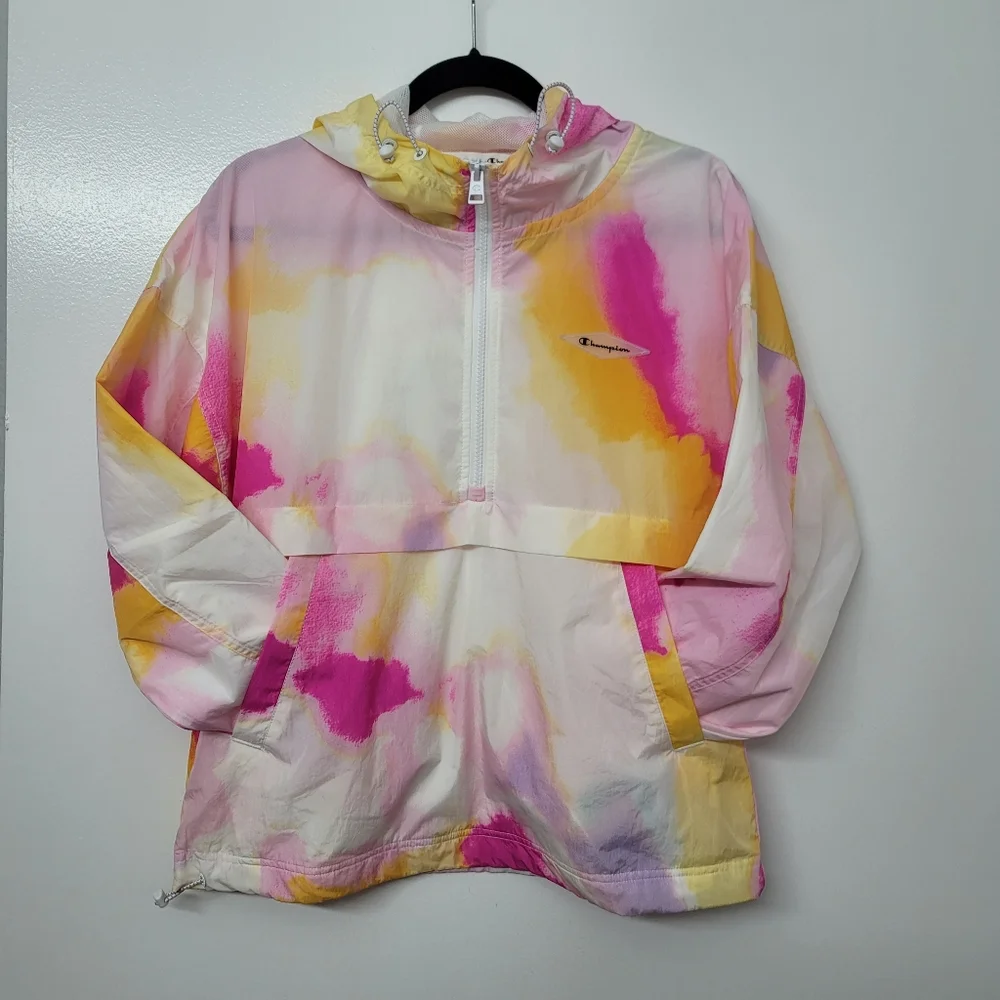 Champion Women's Tie Dye Anorak Jacket Pink Yellow NWT - Picture 7 of 15